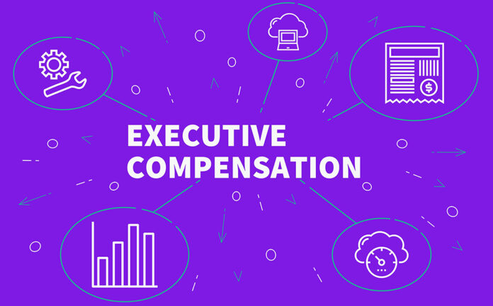 Conceptual business illustration with the words executive compensation