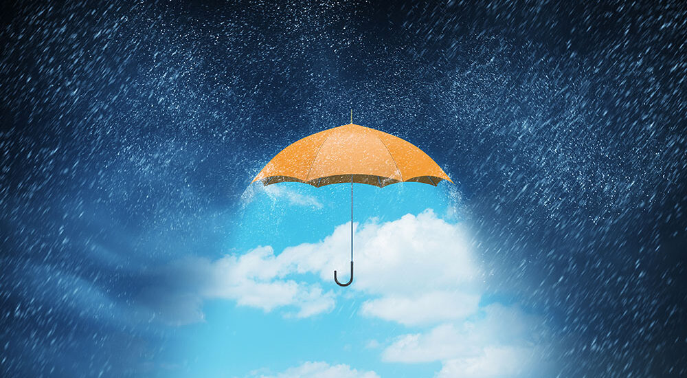 Umbrella accessory in sky against nature background as weather concept